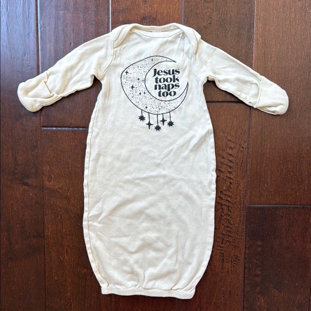 Rabbit Skins Newborn Sleeper Cream Christian Baby Gown Pajamas with Moon Print